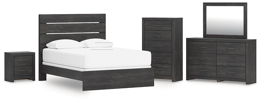 Hollivern Panel Bed With Mirrored Dresser, Chest And Nightstand