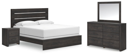 Hollivern Panel Bed With Mirrored Dresser And Nightstand