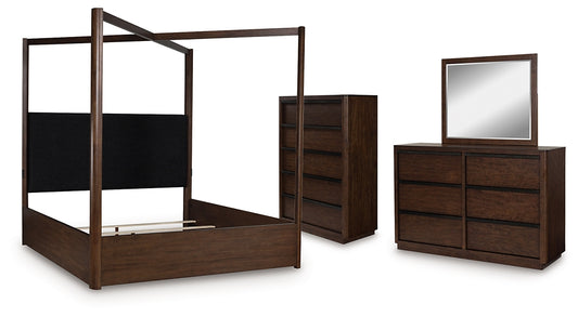 Dilenno Canopy Bed With Mirrored Dresser And Chest