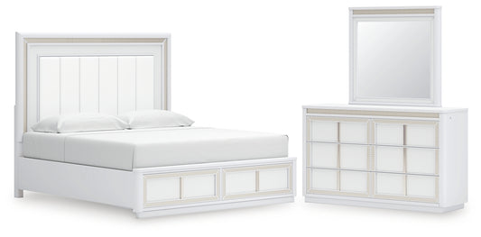 Chalanna Upholstered Storage Bed With Mirrored Dresser