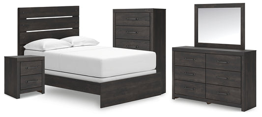 Hollivern Panel Bed With Mirrored Dresser, Chest And Nightstand