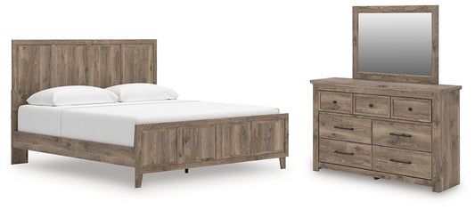 Rusticott Panel Bed With Mirrored Dresser