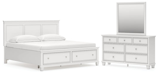 Fortman Panel Storage Bed With Mirrored Dresser