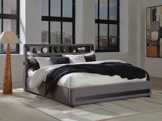 Verishaw California Upholstered Bed With Wireless Audio