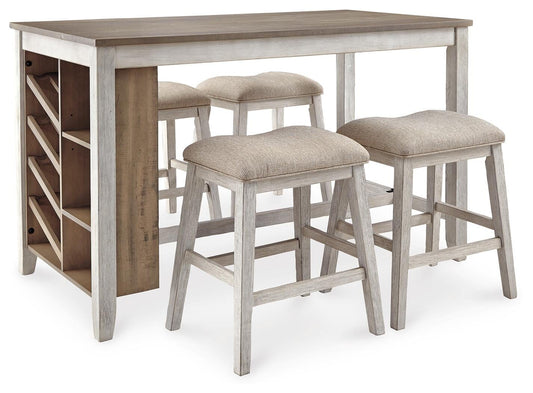 Mesa de comedor Skempton de altura de mostrador y 4 taburetes
