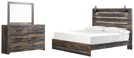 Cama con paneles Drystan y tocador con espejo