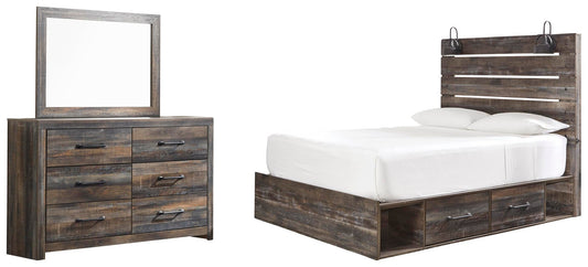 Cama Drystan con 4 cajones y cómoda con espejo
