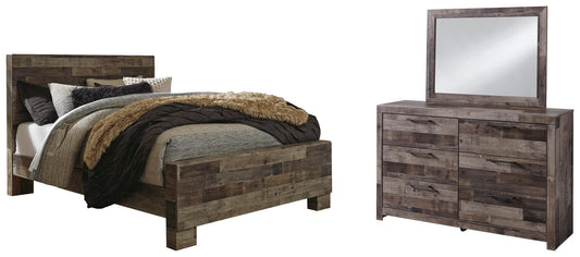 Derekson Panel Bed With Mirrored Dresser