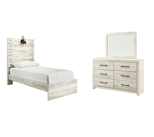 Cama con paneles Cambeck y tocador con espejo