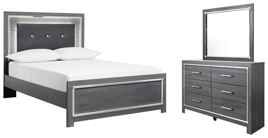 Cama con paneles Lodanna y tocador con espejo