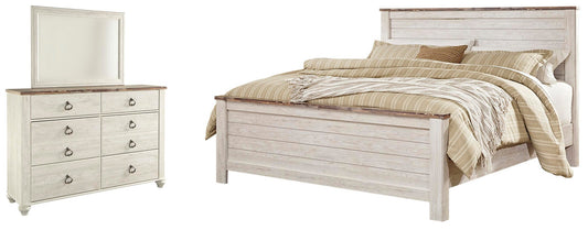 Willowton Panel Bed With Mirrored Dresser