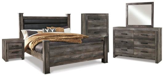 Wynnlow Poster Bed With Mirrored Dresser, Chest And Nightstand