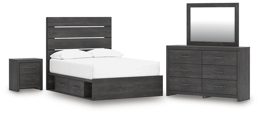 Hollivern Panel Storage Bed, Dresser, Mirror And Nightstand
