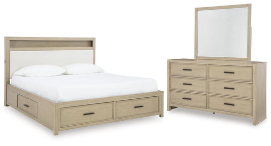 Calmoro Bookcase Bed With Mirrored Dresser