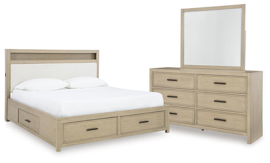 Calmoro California Bookcase Bed With Mirrored Dresser