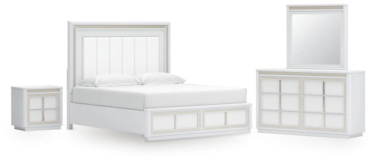 Chalanna Upholstered Storage Bed, Dresser, Mirror And Nightstand