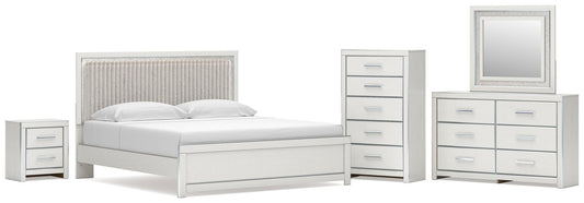 Zuraleus Upholstered Panel Platform Bed, Dresser, Mirror, Chest And Nightstand