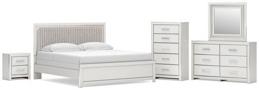 Zuraleus Upholstered Panel Bed, Dresser, Mirror, Chest And Nightstand