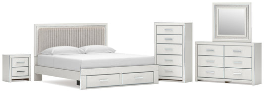 Zuraleus Upholstered Panel Platform Storage Bed, Dresser, Mirror, Chest And Nightstand