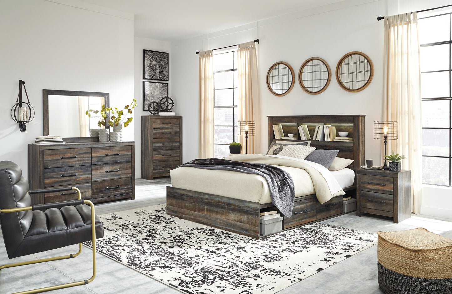 Cama-librería Drystan con dos cajones de almacenamiento