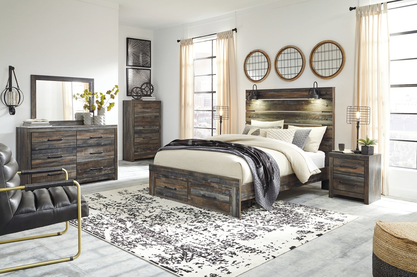 Cama con paneles Drystan y 2 cajones de almacenamiento