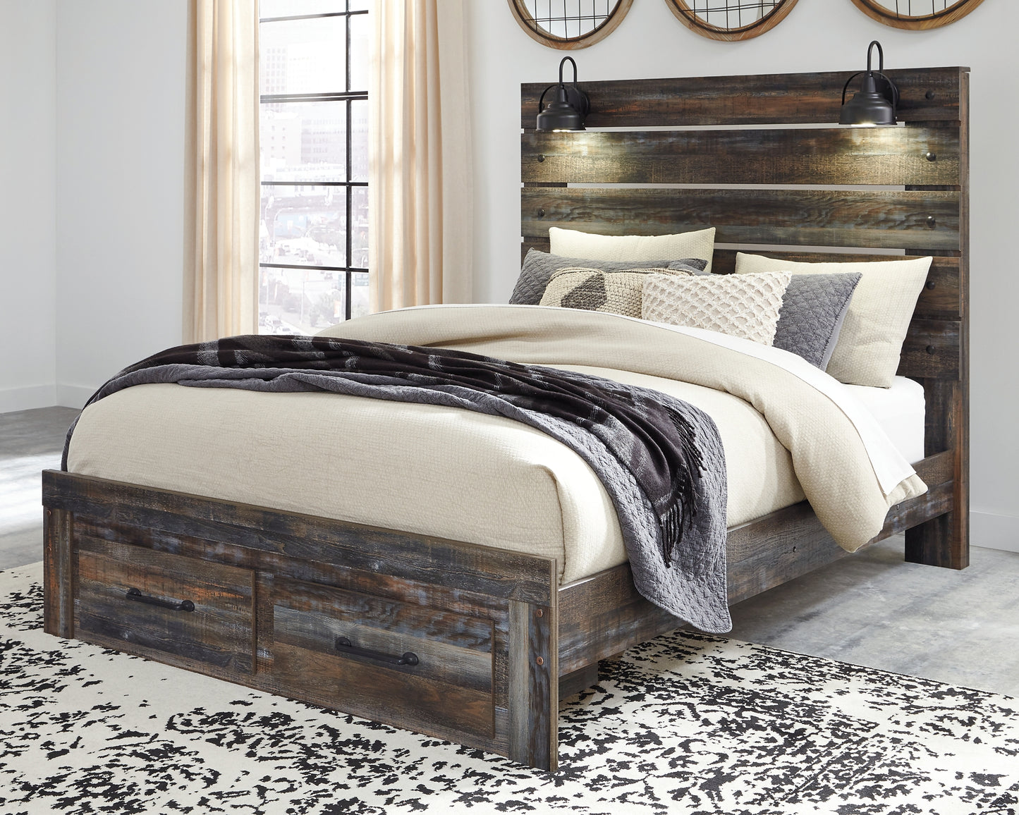Cama con paneles Drystan y 2 cajones de almacenamiento