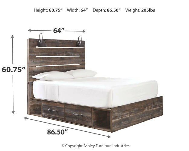Cama con paneles Drystan y 2 cajones de almacenamiento