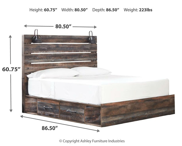 Cama con paneles Drystan y 2 cajones de almacenamiento