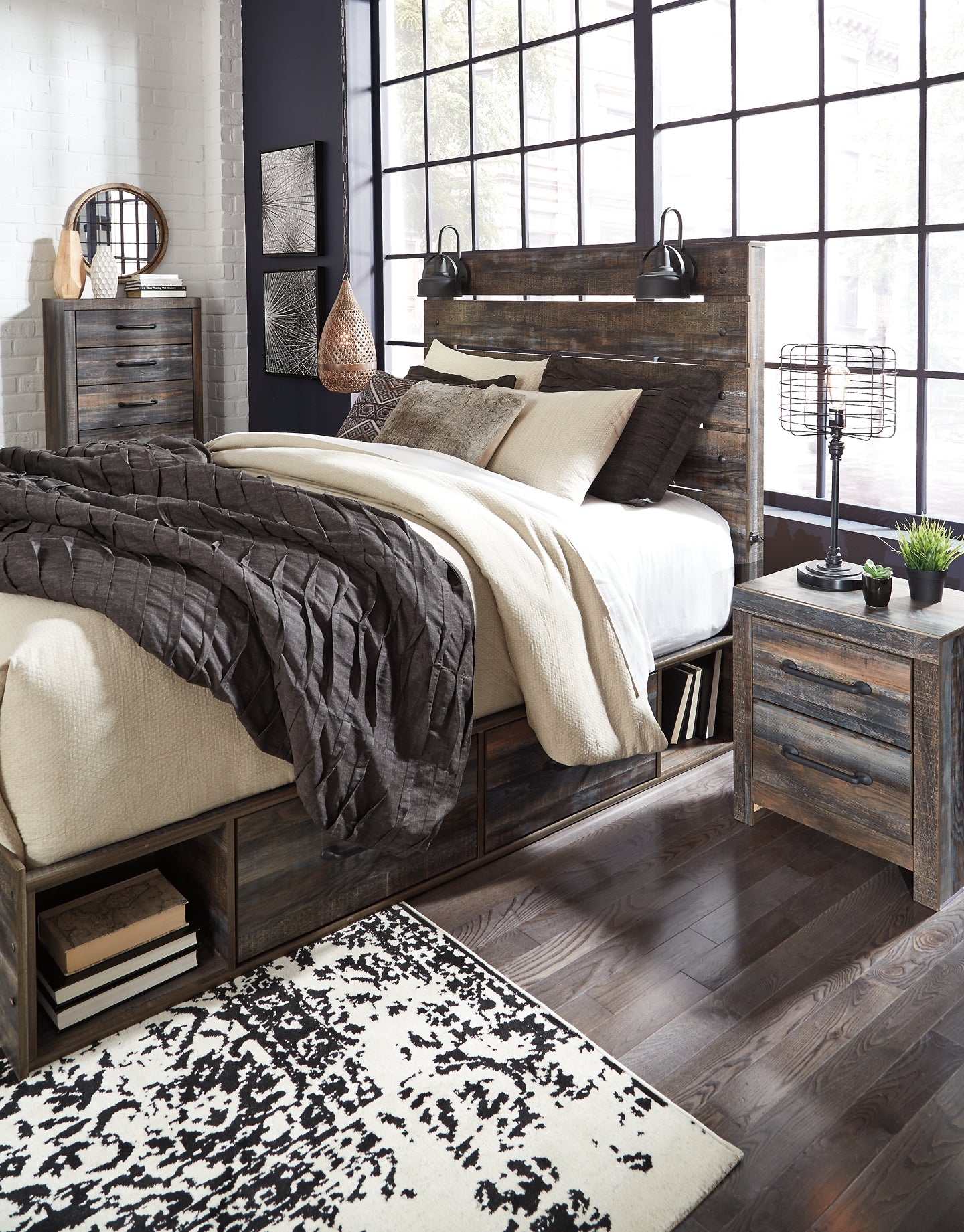 Cama con paneles Drystan y 4 cajones de almacenamiento