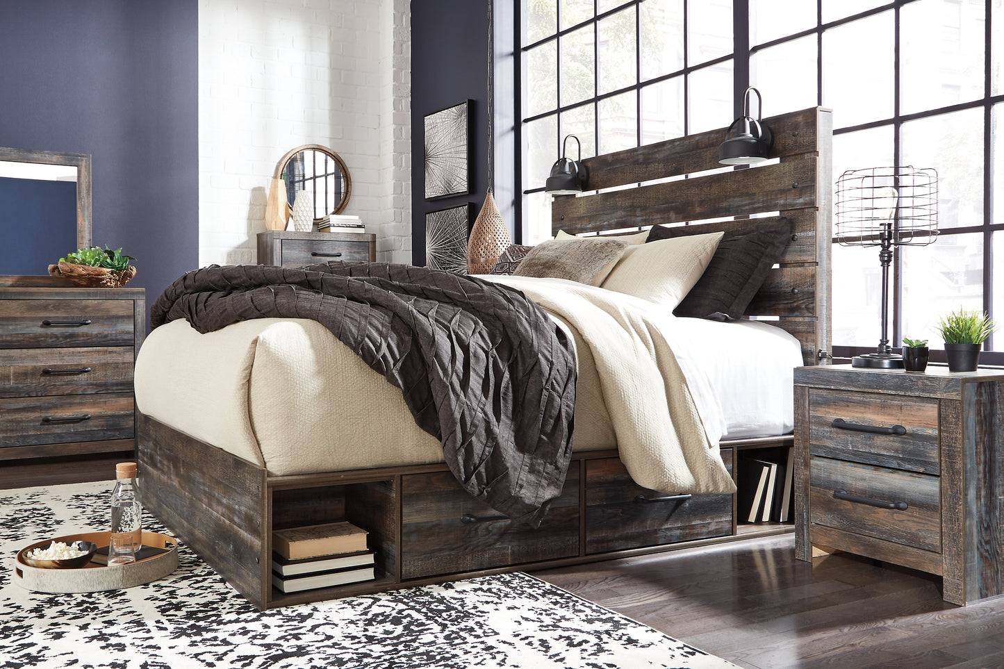 Cama con paneles Drystan y 4 cajones de almacenamiento