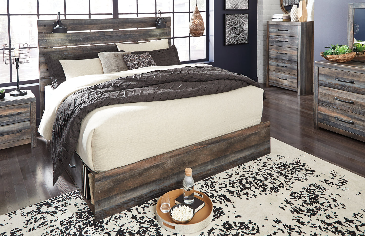 Cama con paneles Drystan y 2 cajones de almacenamiento