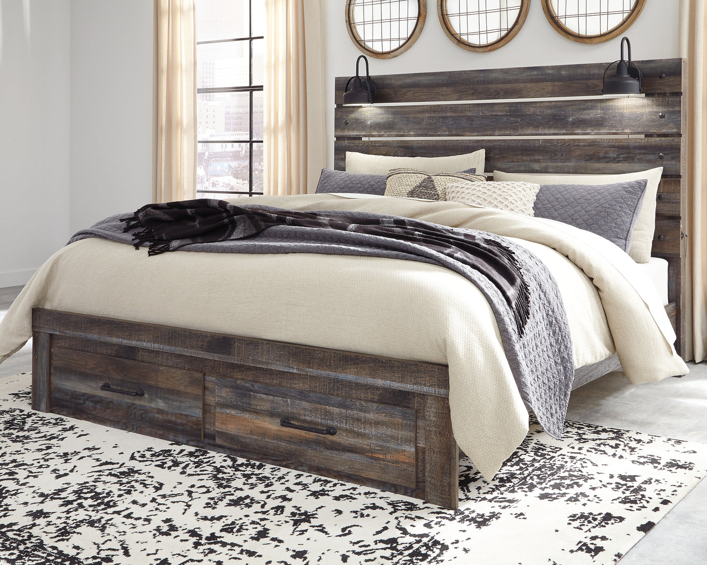 Cama con paneles Drystan y 2 cajones de almacenamiento