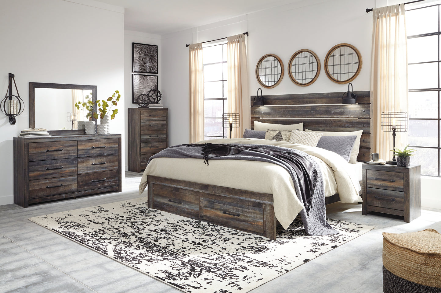 Cama con paneles Drystan y 2 cajones de almacenamiento