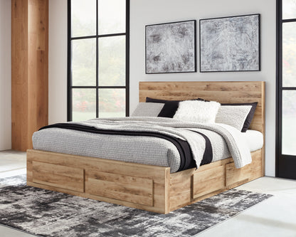 Cama Hyanna con paneles de almacenamiento y dos cajones debajo