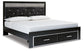 Cama con plataforma de almacenamiento y paneles tapizados Kaydell