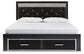 Cama con plataforma de almacenamiento y paneles tapizados Kaydell