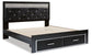 Cama con plataforma de almacenamiento y paneles tapizados Kaydell
