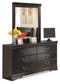 Huey Vineyard  Sleigh Bed With Mirrored Dresser And Chest