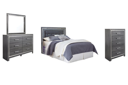 Lodanna / Upholstered Panel Headboard Bed With Mirrored Dresser And Chest