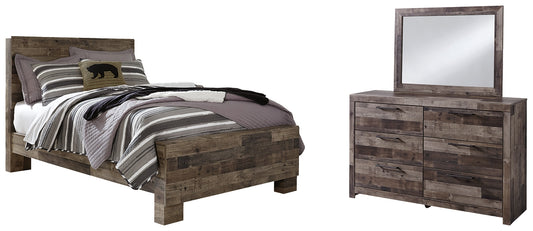 Derekson  Panel Bed With Mirrored Dresser