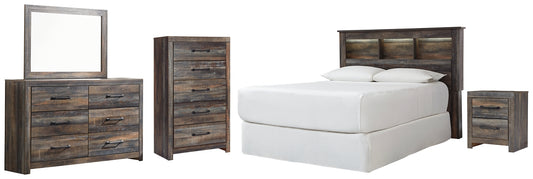 Drystan / Bookcase Headboard With Mirrored Dresser, Chest And Nightstand