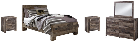 Derekson  Panel Bed With Mirrored Dresser And 2 Nightstands