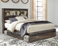 Cama-librería Drystan con dos cajones, cómoda con espejo, cómoda y mesita de noche