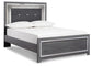 Cama Lodanna con paneles, cómoda y cómoda con espejo
