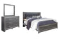 Cama con paneles Lodanna y tocador con espejo