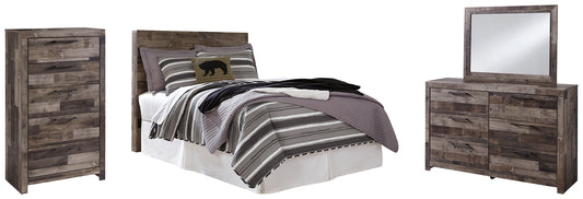 Derekson  Panel Headboard With Mirrored Dresser And Chest