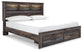 Cama con estantería Drystan con dos cajones de almacenamiento, cómoda con espejo y cómoda