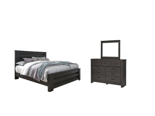 Cama con paneles Brinxton y tocador con espejo