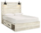 Cama Cambeck con 4 cajones, cómoda con espejo, cómoda y mesita de noche