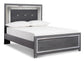 Cama con paneles Lodanna, cómoda con espejo y arcón